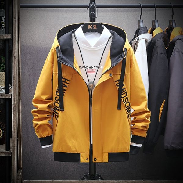 

2020 new jacket men coat fashion hip hop windbreaker coats casual loose hooded men's jackets and coats outwear streetwear male 1027, Black;brown