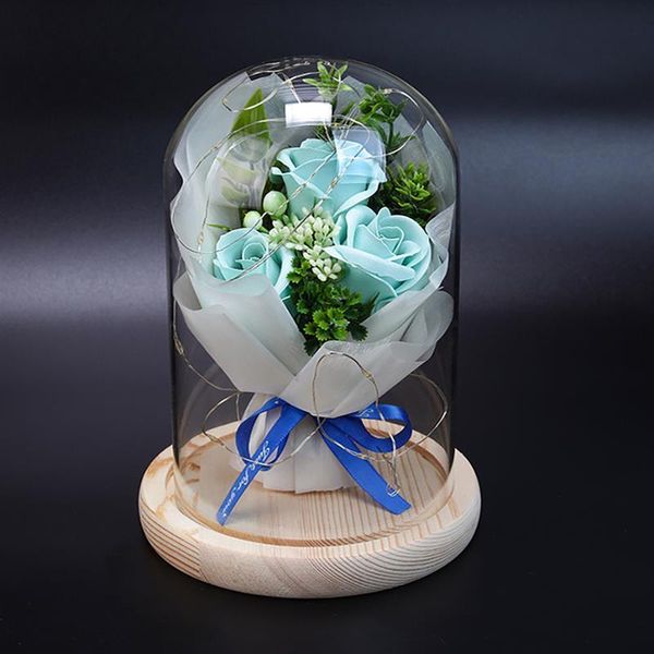 

2020 led enchanted galaxy rose eternal flower with fairy string lights in dome for girlfriend christmas valentine's day gift