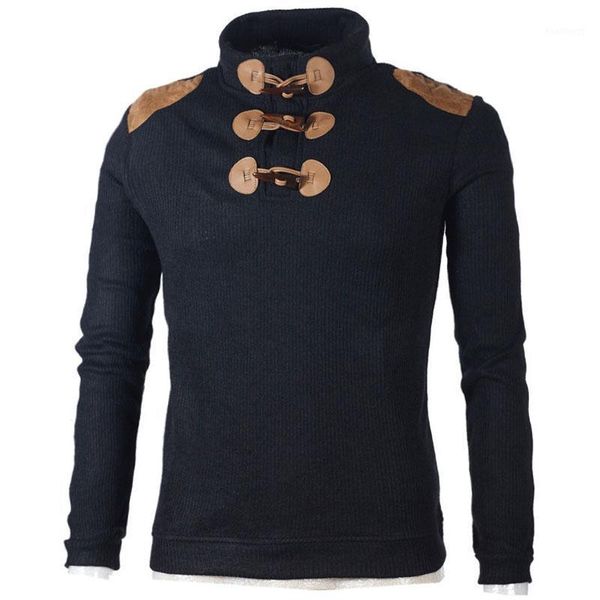 

autumn winter sweater men stand collar casual pullover men long sleeve retro button knitted clothes sweater streetwear wf3571, White;black