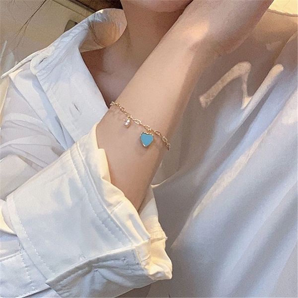 

korean new gold plated love zircon popular minority design sense chain hand jewelry bracelet braceletnational bracelet simple jewelry sl16 n, Golden;silver