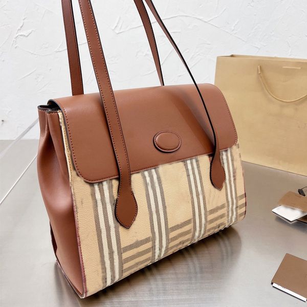 

women fashion simple flap bag shoulder shopping bags classic lattice tote purse genuine leather brown black wallet pouch check