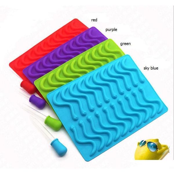 

novelty creative 20 cavity silicone snakes worm gummy chocolate mold baby party shower ice cube tray 275or