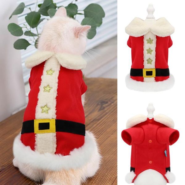 

christmas cat clothes small dogs cats santa costume kitten puppy outfit hoodie warm winter cat clothes pet bbyvdf