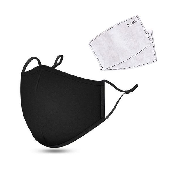 

1pc reusable face black breathable washable masks mouth cover mask with 2pc filter mascarilla d4