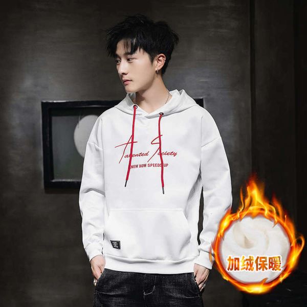 

plush winter 2020 sweater new men's thickening korean version trend simple youth versatile casual sports shirt, Gray