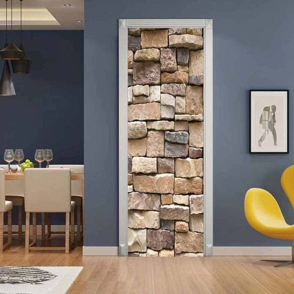 

amj magic set creative environmental protection 3d stone door renovation self adhive bedroom wall sticker