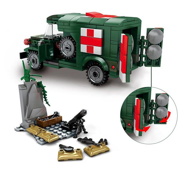 

262pcs city soldier military ambulance building blocks vehicle toy emergency car bricks kits diy kids educational toys yxlwse xhlove