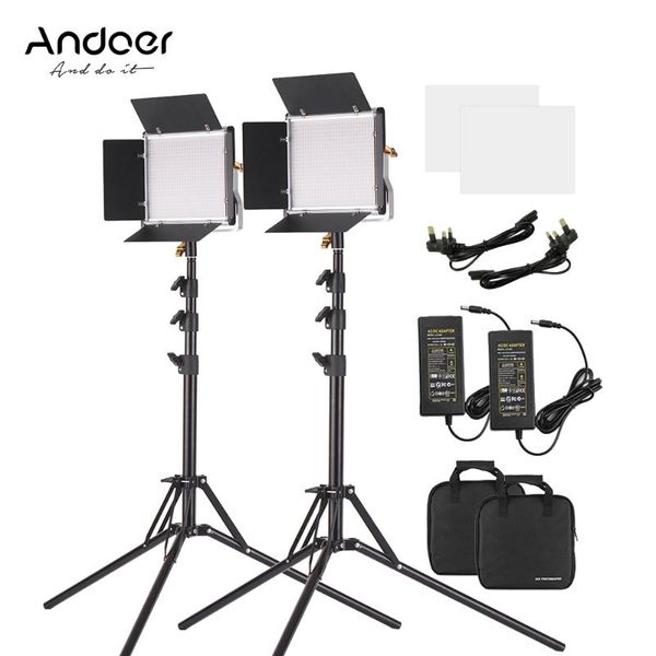

flash heads andoer 2 packs 78.7 inch led video light stand kit 660 leds bi-color u bracket+barndoor for studio outdoor shooting