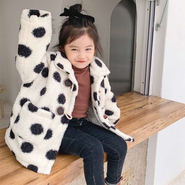 

2020 new children's coat girls' cardigan add cashmere little girl korean autumn and winter fashion, Black