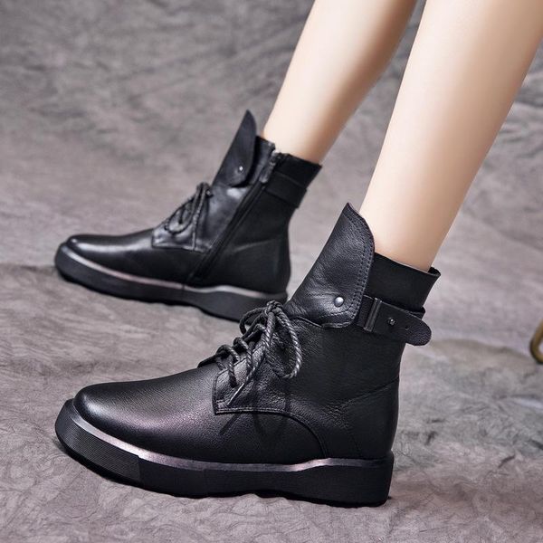 

boots lace up women's fashion high in winter 2021, Black