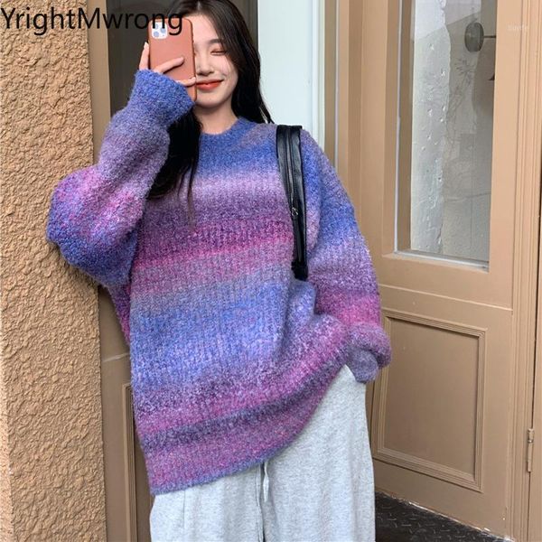 

colorblock contrast patchwork vintage fashion cute oversized tie dye sweater pullover women warm winter fall jumper pull knit1, White;black