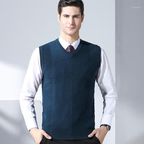 

new wool casual vest male thick knitting sleeveless pullover v-neck collar winter fashion smart casual sweaters vest1, Black;white