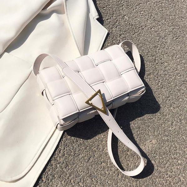 

color solid weave crossbody bag 2020 new high-quality pu leather women's designer handbag lattice square shoulder messenger bag