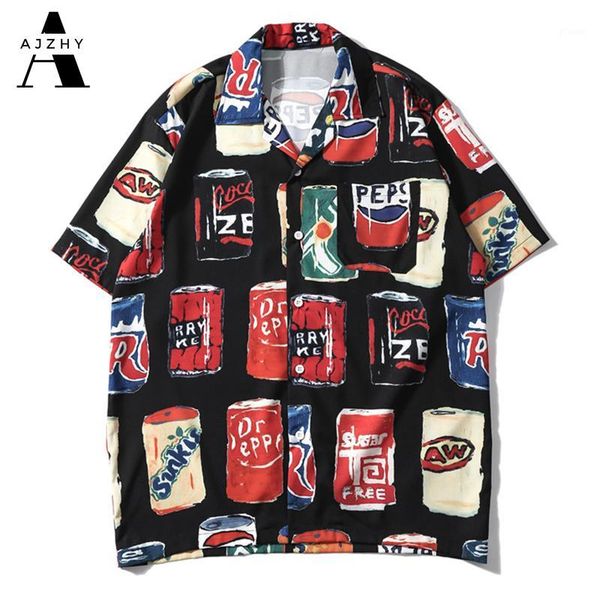 

beer printed casual short sleeve shirt men streetwear korean shirt hawaii beach oversize women fashion harujuku shirts for mens1, White;black