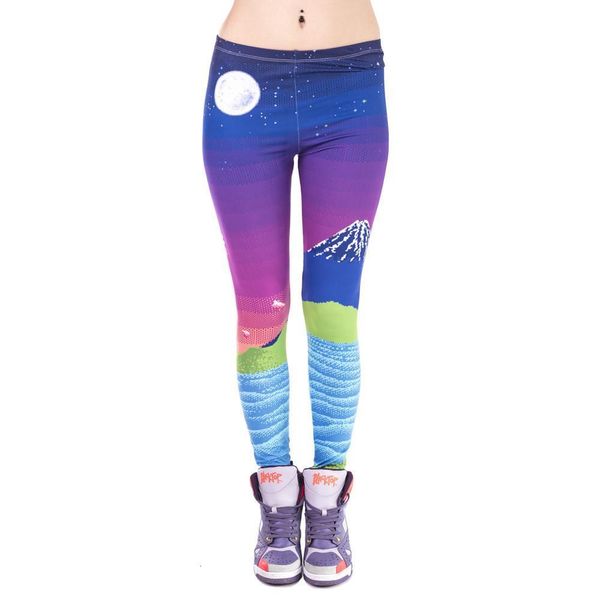 

women legins pixel fuji printing fashion night view legging woman leggings drop shipping good quality, Black