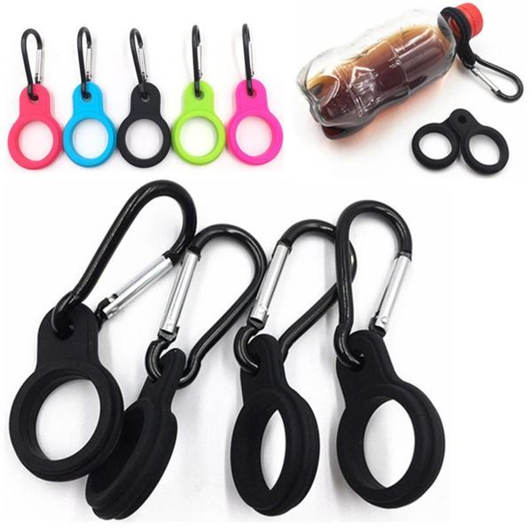 

5pcs aluminum sports kettle buckle outdoor carabiner water bottle holder rubber buckles hook camping hiking tool high qylhut