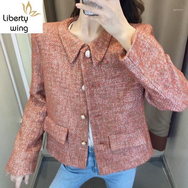 

fashion tweed jacket female design spring autumn single breasted pink outerwear streetwear college office elegant short coat1, Black;brown