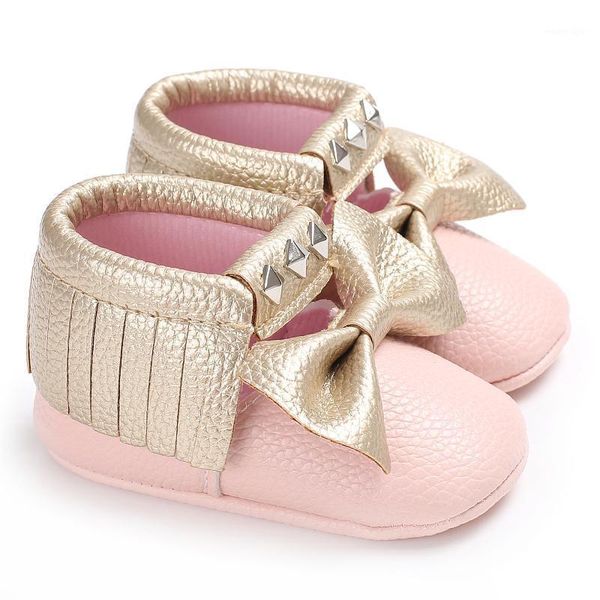 

first walkers pink born moccasins butterfly-knot soft sole tassels baby girls dress shoes pu leather infant shoes1