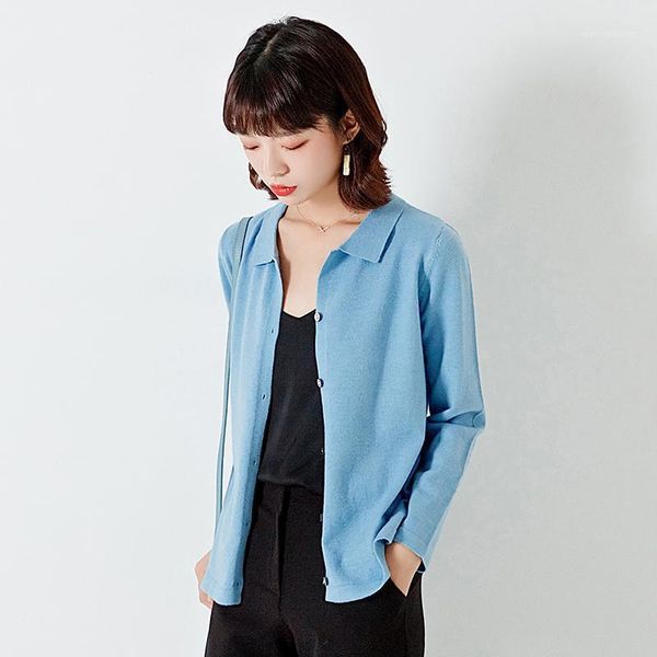

women's knits & tees spring female cardigan women sweater turn-down long sleeve knitted coat pull femme knit coats1, White
