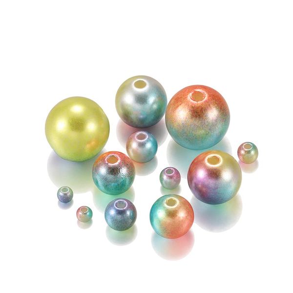 

multi size mixed 3 12mm straight hole acrylic imitation pearl rainbow color plastic abs beads diy for jewelry making accessories h bbydbi