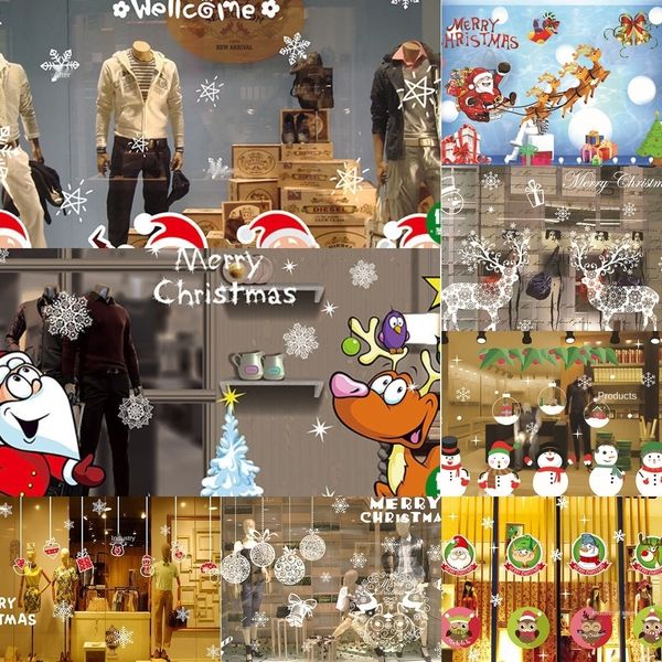 

wzwie display window paste santa claus snowflake decoration v paper large window wall sticker adhesive self adhesive door vsmif sticker