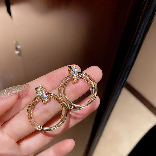 

exquisite zircon crystal paved circles stud earrings fashion women jewelry, Silver