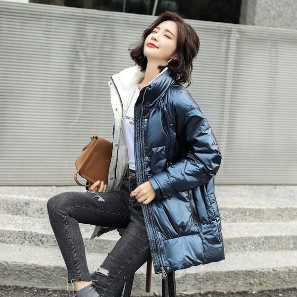 

women's winter warm thicken jacket coat down parkas lady outerwear thermale overcoat female casual oat 2020, Black