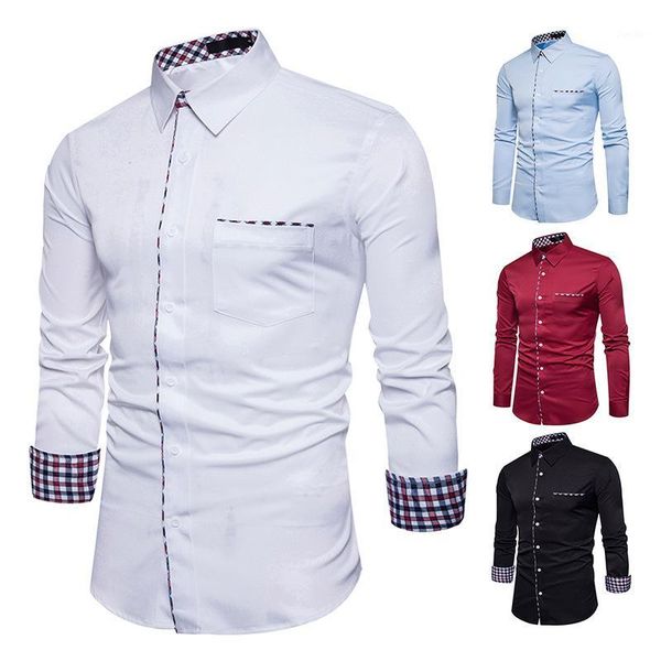 

men's casual shirt slim fit men's casual button down lapel pure color shirt long sleeve formal dress shirts men male clothing1, White;black