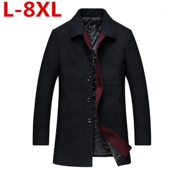 

big size 8xl 7xl 6xl high-grade new fashion brand-clothing jacket men wool coat pea coats men long wool & blends winter coat1, Black