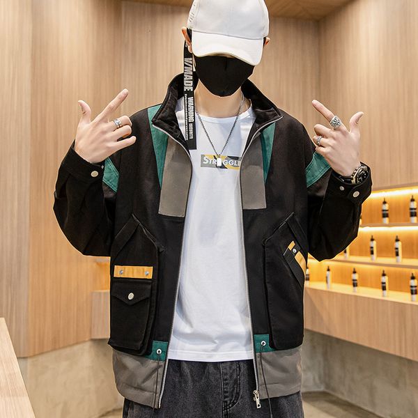 

urban - spring and autumn 2020 new fashion collar loose coat multi pocket casual jacket men's clothing, Black;brown