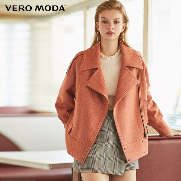 

vero moda new women's lapel sheep wool cotton zip motorcycle jacket | 319409505x1016, Black;brown