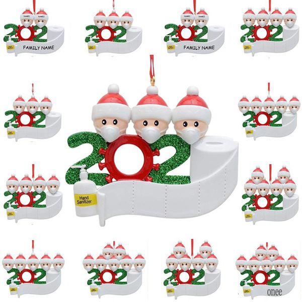 

2020 christmas decoration diy survived family mask snowman hanging pendant blessing pvc resin new year tree creative survivor ornament