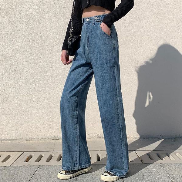 

fall 2020 women jeans for women wide leg jeans high waist loose pants korean style office lady casual pants for womens1, Blue