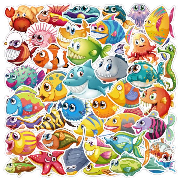 3 Sets 120pcs Ocean World Hai Whale Kreatur Graffiti Aufkleber Wasserbecher Notebook Scooter Gitarrenwagenaufkleber