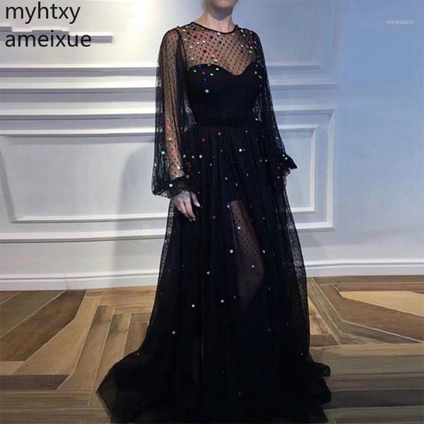 

new arrival black long custom event evening dress 2019 beaded crystals dubai arabic dresses ever pretty party gown abiti da sera1, White;black