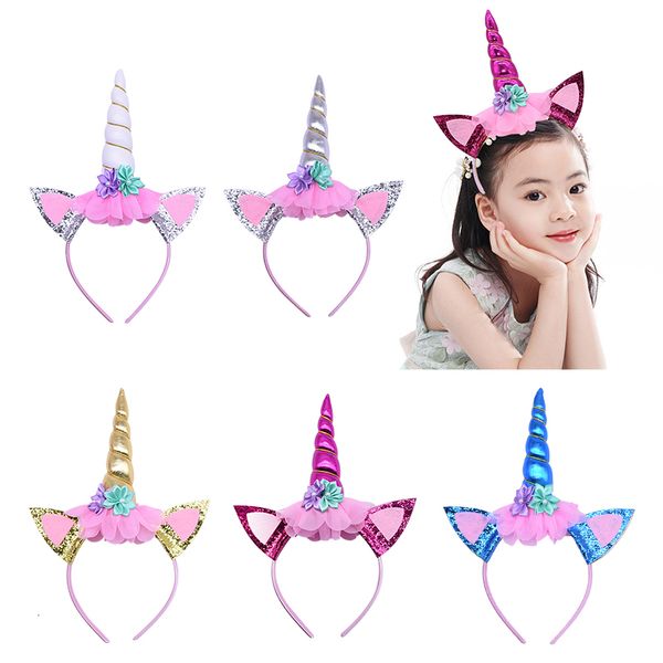 

sweet girls flower unicorn headbands cute children headwear p props unicornio party hoop hairband kids hair accessory