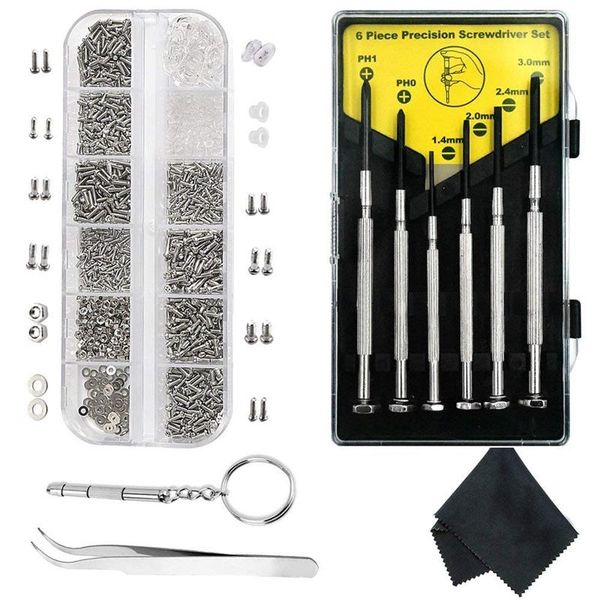 

eyeglasses repair kit-1100pcs small screws and 10 nose pads set with 6 pcs screwdrivers tweezers for glasses sunglasses eye glas, Silver