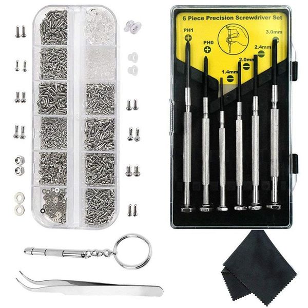 Kit de reparação de óculos-1100 pcs parafusos pequenos e 10 almofadas de nariz ajustadas com 6 pcs chaves de fenda pinça para óculos óculos de sol olho glas