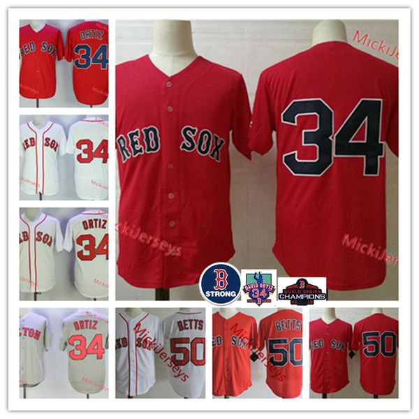 

mens #34 david ortiz bstrong retirement patch jersey stitched #50 mookie betts jersey s-3xl, Black