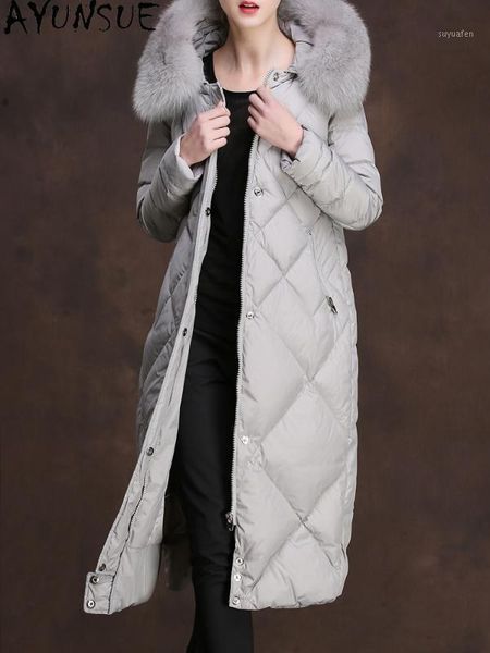 

fashion women's jacket fur collar female winter parkas white duck down women coats ropa zjt2891, Black
