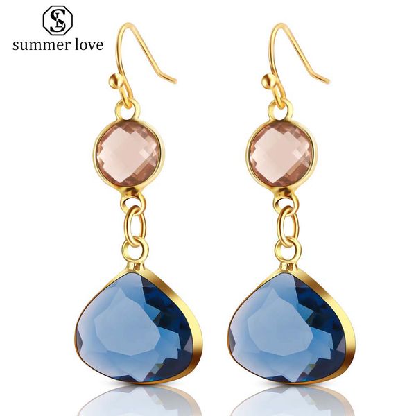 

water drop crystal dangle earring for women elegant square round geometry drop earring party wedding jeweley gift, Silver