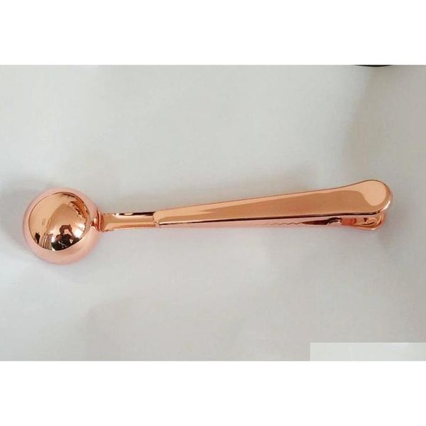 

rose gold stainless steel coffee scoop with bag clip measuring spoon for milk jllusx homeindustry