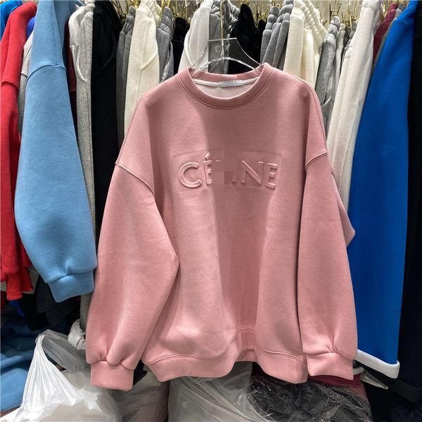 

cy sweater women's plush thickened round neck loose korean version autumn winter 2020 new fashion ins foreign style medium length, Black