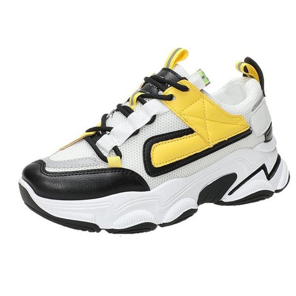 

2021 new women chunky designer father mixed ladies ulzzang fashion leather casual shoes femme basket y5u5, Black;white