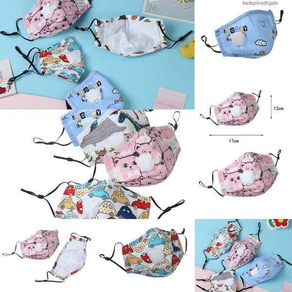 

cotton masks children cartoon face quality kids mask with active carbon filter breather valve pm2.5