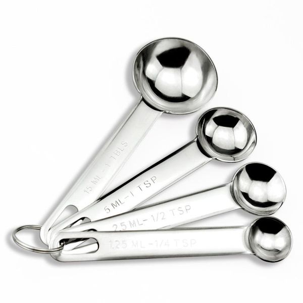 

baking cooking tools hangable handle measuring spoons set stainless steel 4 pcs/set measuring spoon food grade safety tablespoon dh1289 t03