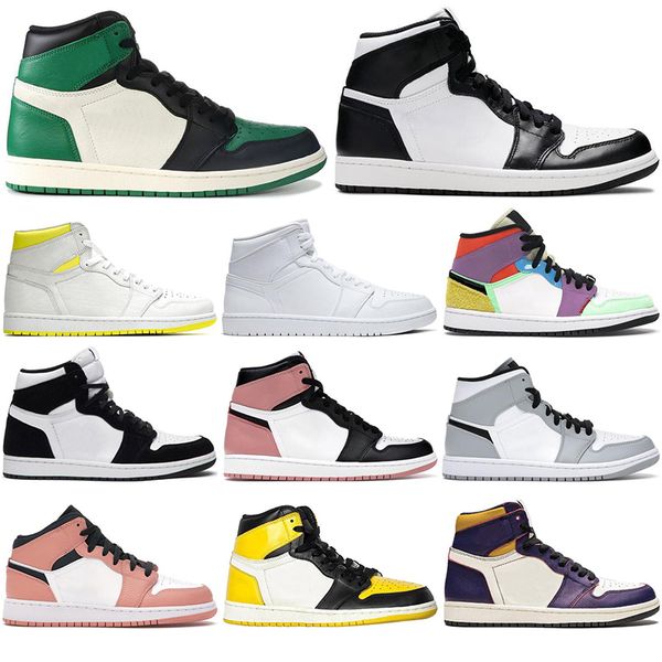 

high og 1s basketball shoes jumpman 1 shdaow chicago light smoke grey pink quartz bloodine sport sneakers mens trainers size 36-46