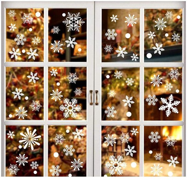 

36pcs/lot white snowflake christmas wall stickers glass window sticker christmas decorations for home new year gift navi wmtdux