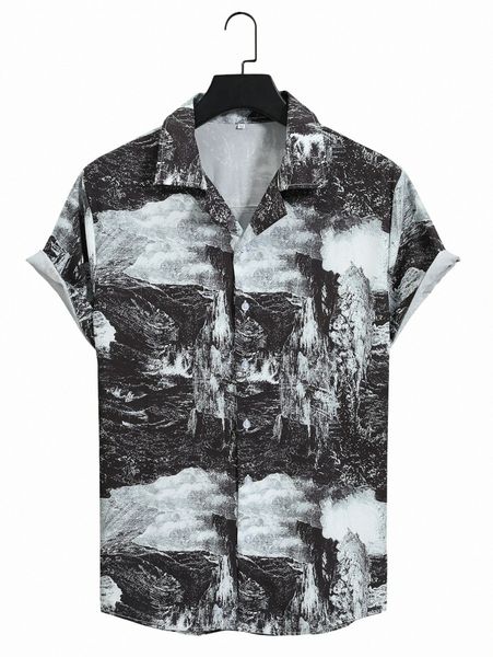

men random wave print shirt s9zn#, White;black