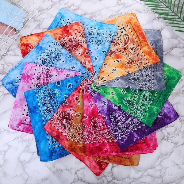 

tie dye bandana triangle towel magic hip-hop head wrap wristband headband double side print multifunctional headscarf cycling scarf dhf529, White